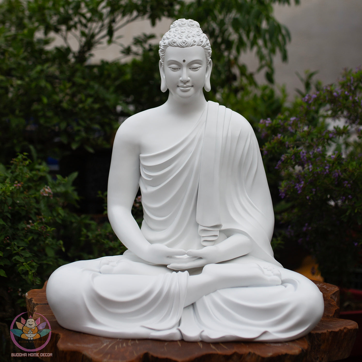 White Buddha Statue Set – Shakyamuni 57 cm, Ksitigarbha and Quan Yin 50 cm | Composite Resin and Stone Powder | Buddhist Altar Decor