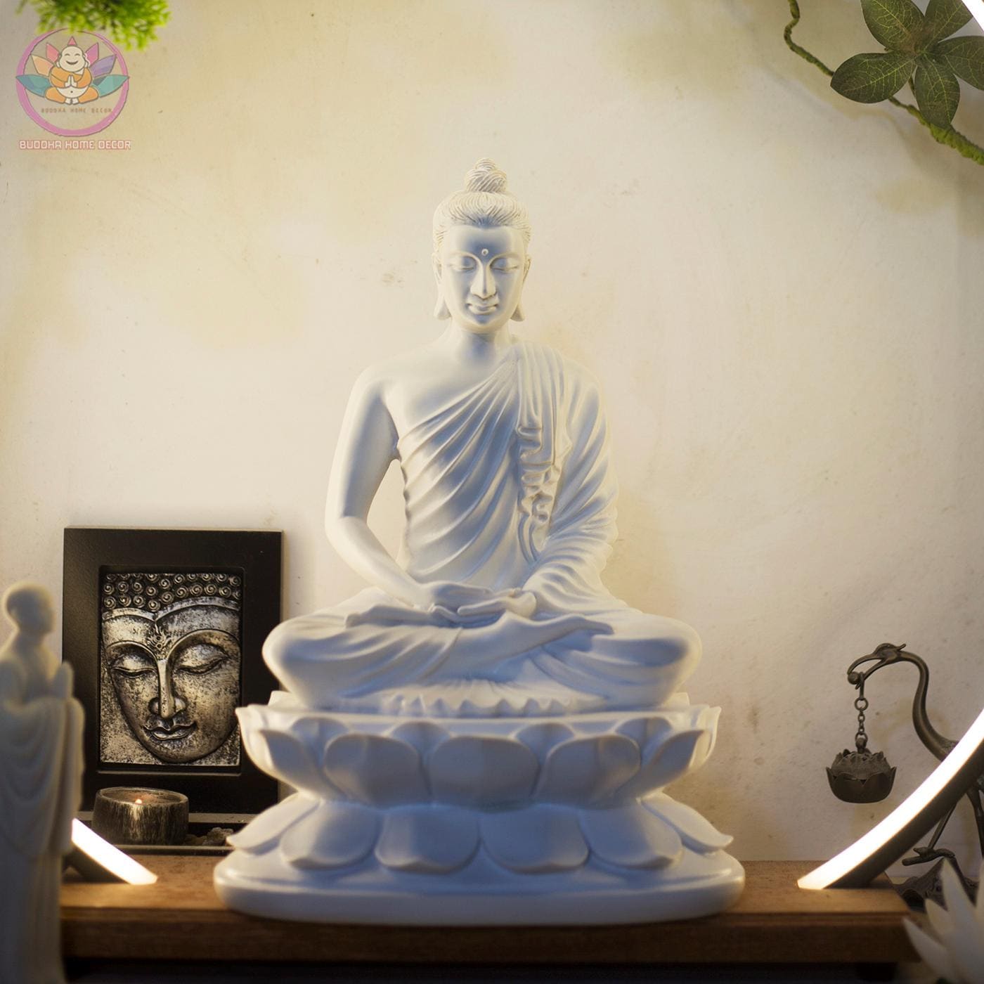 Shakyamuni Buddha Statue – Seated in Meditation on Lotus Base (13.8 inches) - Handcrafted Meditation Decor for Home Altar