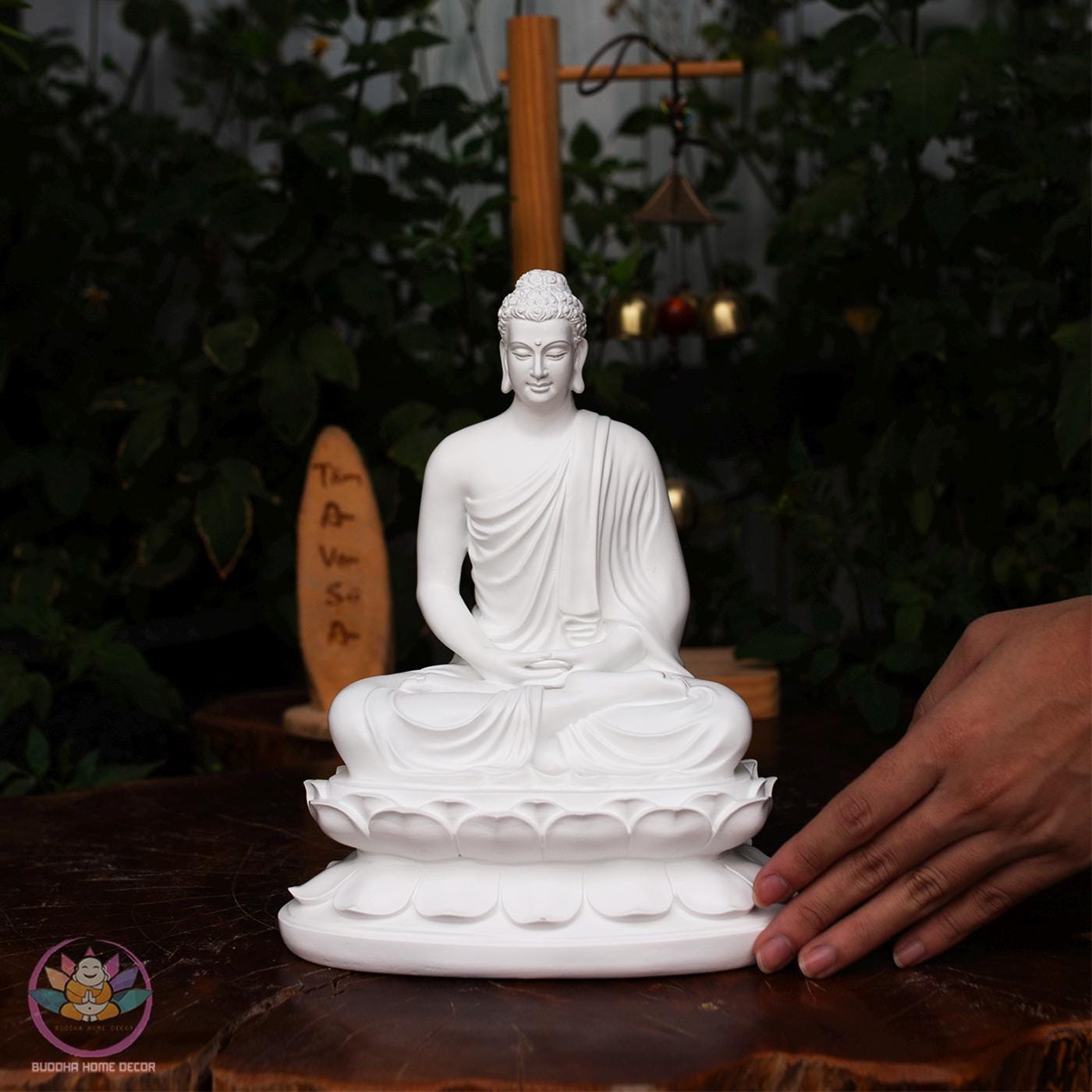 Shakyamuni Buddha Statue – 9.5 inches (24cm) Gold Robe Enlightenment Sculpture | Meditation Room Decor | Resin & Stone Powder