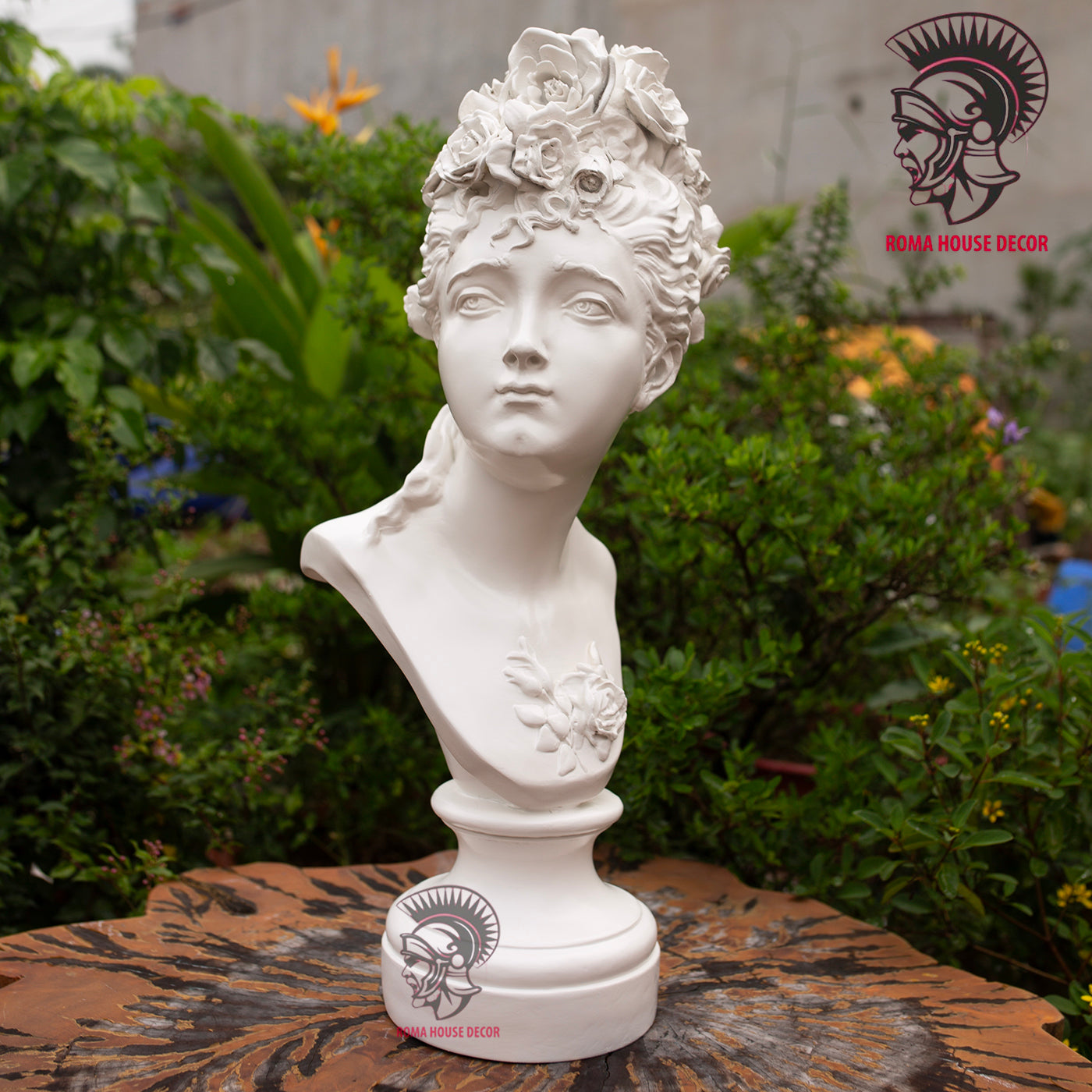 Classical Lady Bust Sculpture – White Resin Statue, Romantic Victorian Art Decor (21.6") | Roman Bust
