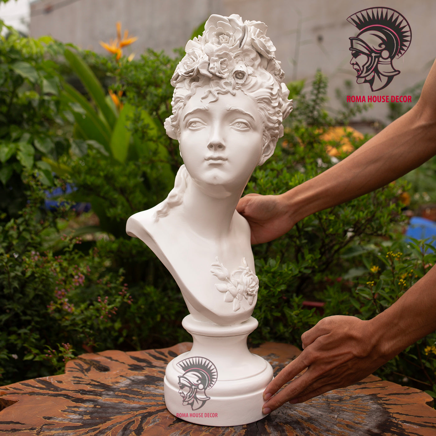 Classical Lady Bust Sculpture – White Resin Statue, Romantic Victorian Art Decor (21.6") | Roman Bust