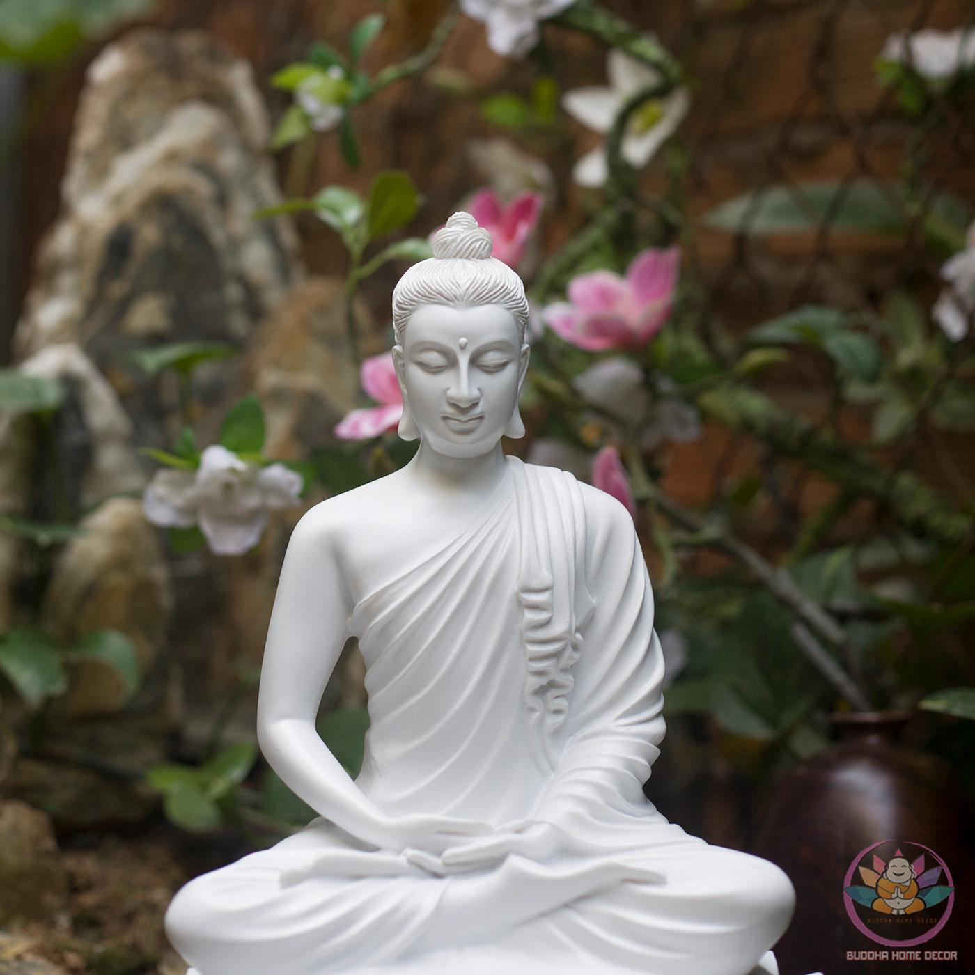Shakyamuni Buddha Statue – Seated in Meditation on Lotus Base (13.8 inches) - Handcrafted Meditation Decor for Home Altar