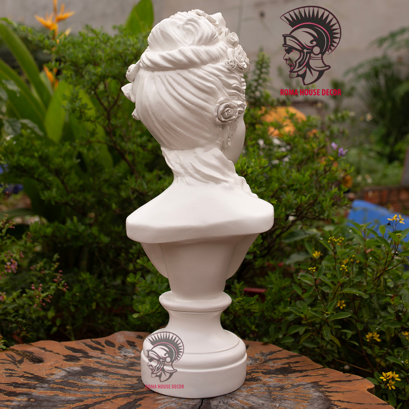 Classical Lady Bust Sculpture – White Resin Statue, Romantic Victorian Art Decor (21.6") | Roman Bust