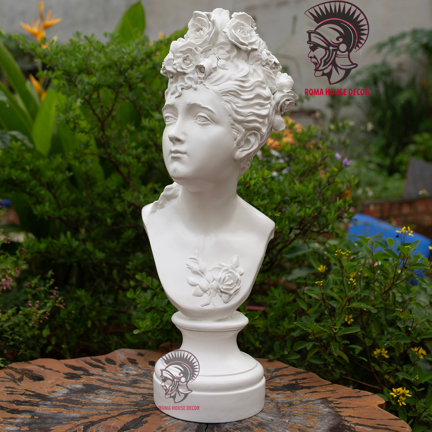 Classical Lady Bust Sculpture – White Resin Statue, Romantic Victorian Art Decor (21.6") | Roman Bust