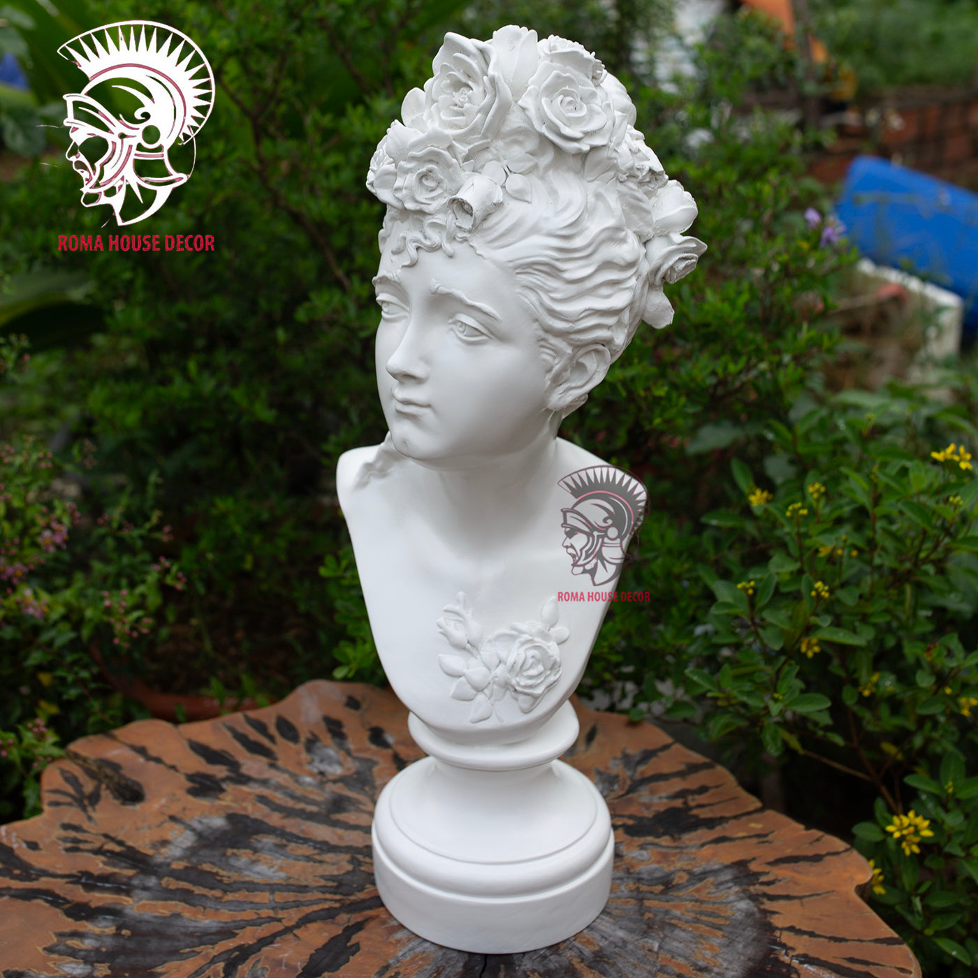 Classical Lady Bust Sculpture – White Resin Statue, Romantic Victorian Art Decor (21.6") | Roman Bust