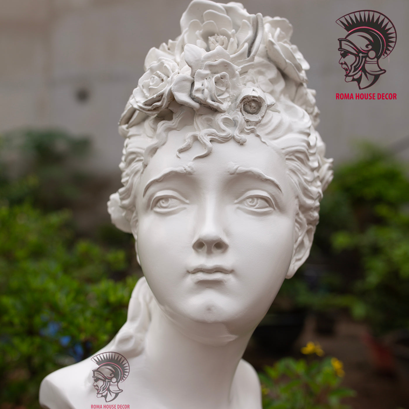 Classical Lady Bust Sculpture – White Resin Statue, Romantic Victorian Art Decor (21.6") | Roman Bust