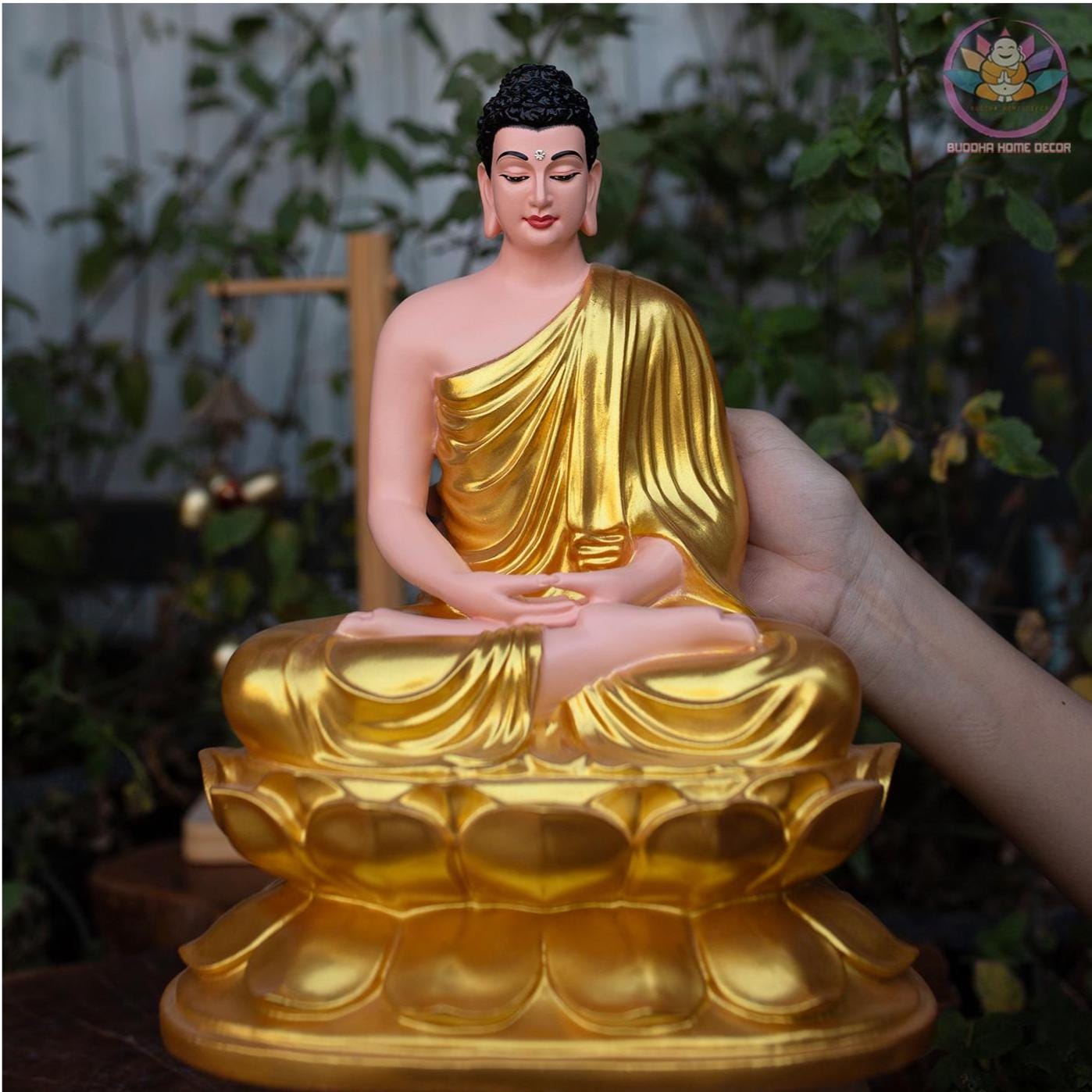 Shakyamuni Buddha Statue – Enlightened One in Meditation on Lotus Throne (12.6 inches) - Zen Home Altar Decor, Spiritual Room Decoration