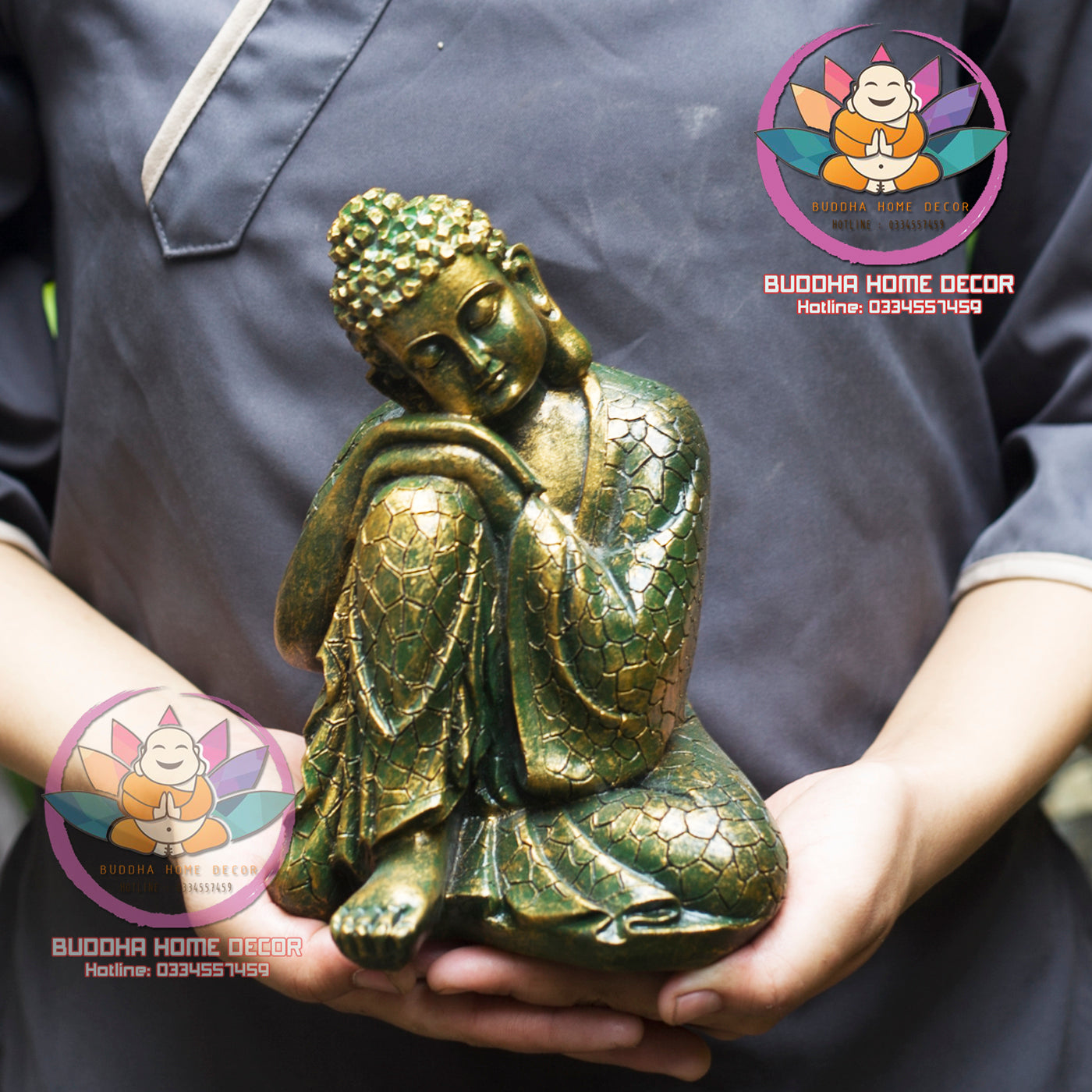 Sleeping Buddha Statue – Resting Buddha Figurine in Meditation Pose – Peaceful Resin Sculpture for Zen Garden, Shelf or Home Altar(7.9 inch)