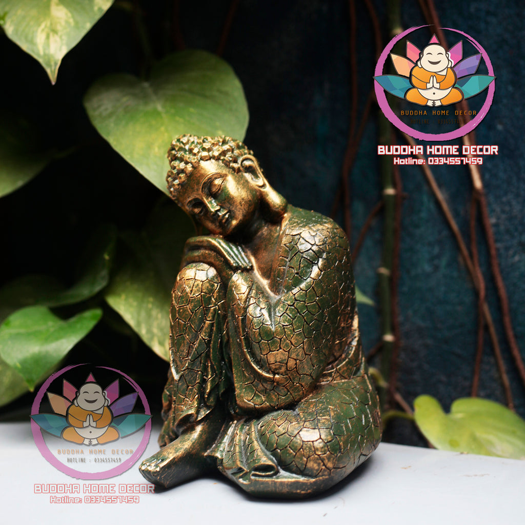 Sleeping Buddha Statue – Resting Buddha Figurine in Meditation Pose – Peaceful Resin Sculpture for Zen Garden, Shelf or Home Altar(7.9 inch)