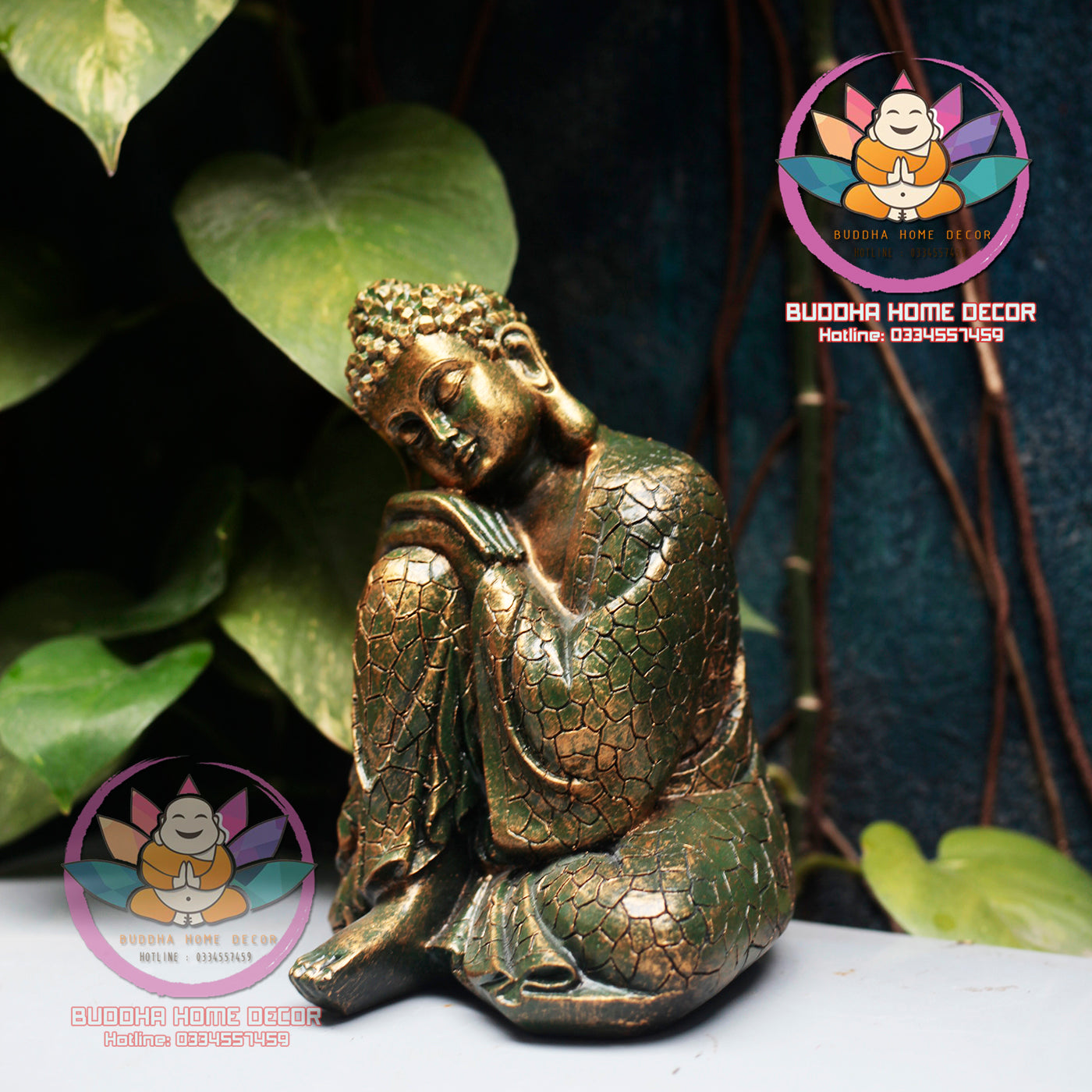 Sleeping Buddha Statue – Resting Buddha Figurine in Meditation Pose – Peaceful Resin Sculpture for Zen Garden, Shelf or Home Altar(7.9 inch)