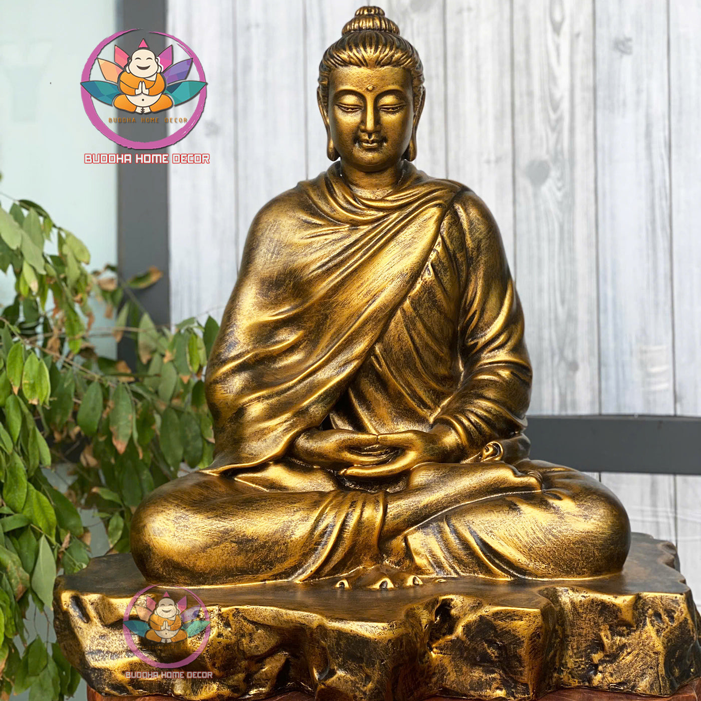 Shakyamuni Buddha Statue on Stone Base – 15.7 inches Handcrafted Meditation Decor for Home Altar, Zen Space or Spiritual Gift