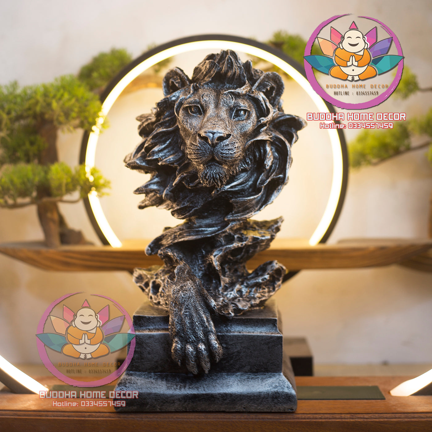 Majestic Lion Bust Sculpture – Abstract Regal Lion Head Statue for Home, Office or Studio Decor