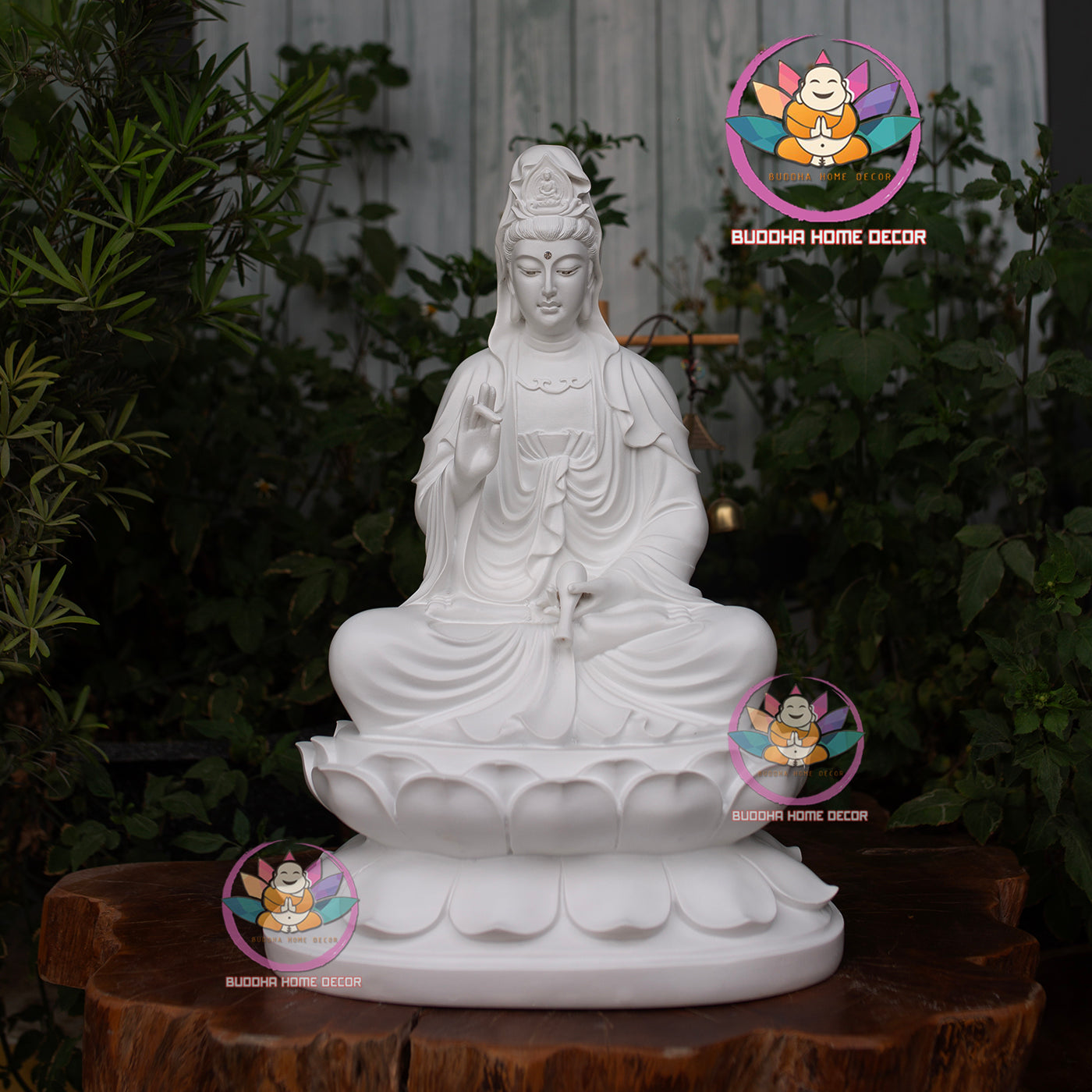 White Guan Yin Statue – 17.7" (45cm) Avalokiteshvara Bodhisattva | Matte Resin Finish | Buddhist Altar Decor | Handmade in Vietnam