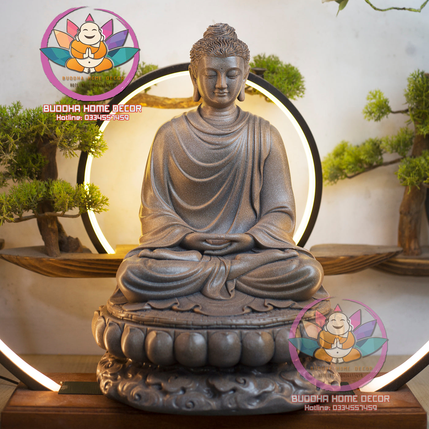 Handcrafted 14.5 inches Buddha Statue - Zen Home Altar Decor, Meditation Sculpture, Mindfulness Gift, Spiritual Room Decoration