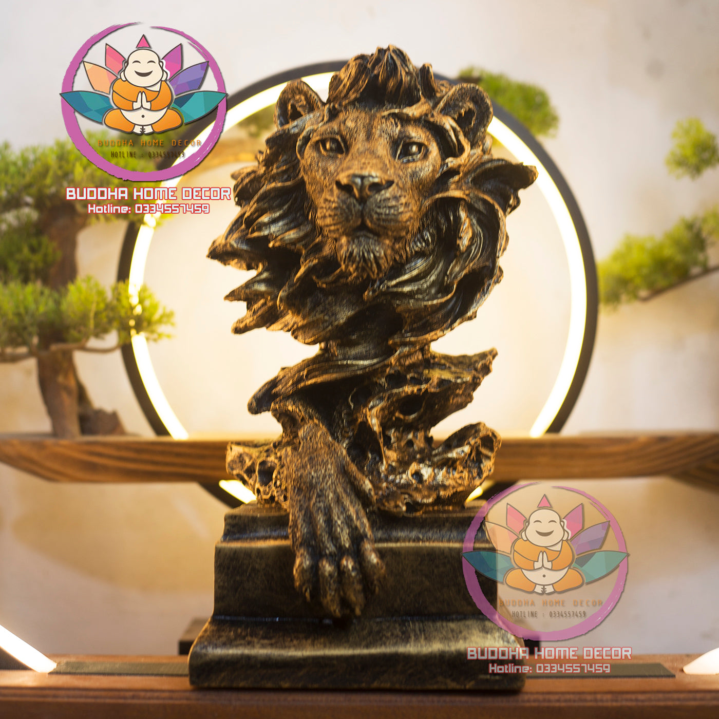 Majestic Lion Bust Sculpture – Abstract Regal Lion Head Statue for Home, Office or Studio Decor