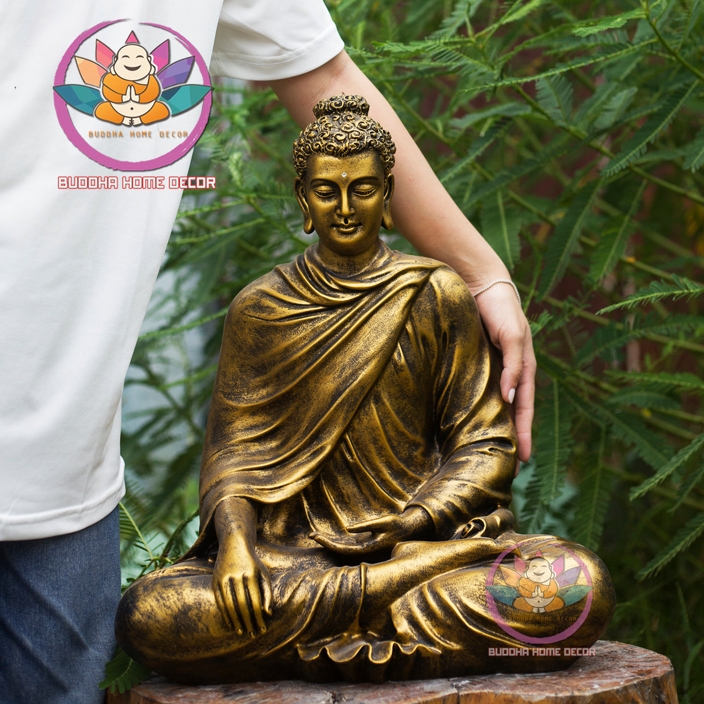 19.7 inches Shakyamuni Buddha Statue - Seated Buddha for Meditation Altar, Zen Home Decor, Handmade by Buddha Home Decor