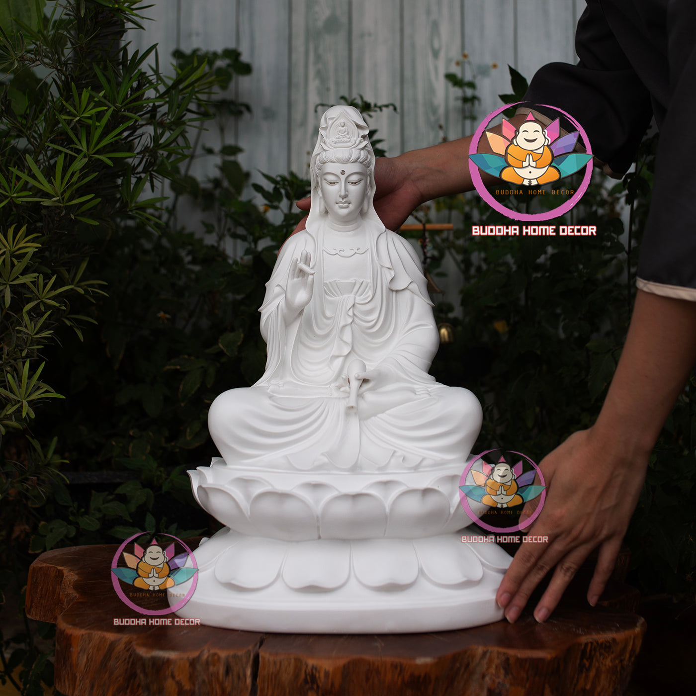 White Guan Yin Statue – 17.7" (45cm) Avalokiteshvara Bodhisattva | Matte Resin Finish | Buddhist Altar Decor | Handmade in Vietnam