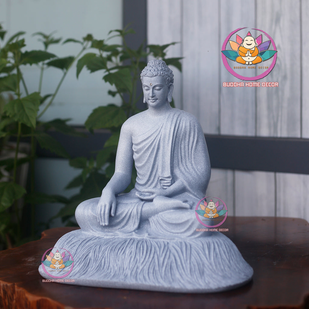 Shakyamuni Buddha Statue – 12.5 inches Antique Gold Resin Buddha in Meditation – Dhyana Mudra Sculpture for Altar, Zen Decor