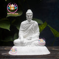 Small White Buddha Statue – 7.9" (20cm) Shakyamuni in Meditation | Minimalist Resin Decor | Handcrafted Vietnamese Buddhist Figure