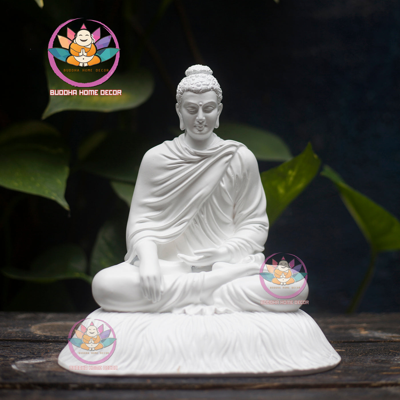 Small White Buddha Statue – 7.9" (20cm) Shakyamuni in Meditation | Minimalist Resin Decor | Handcrafted Vietnamese Buddhist Figure