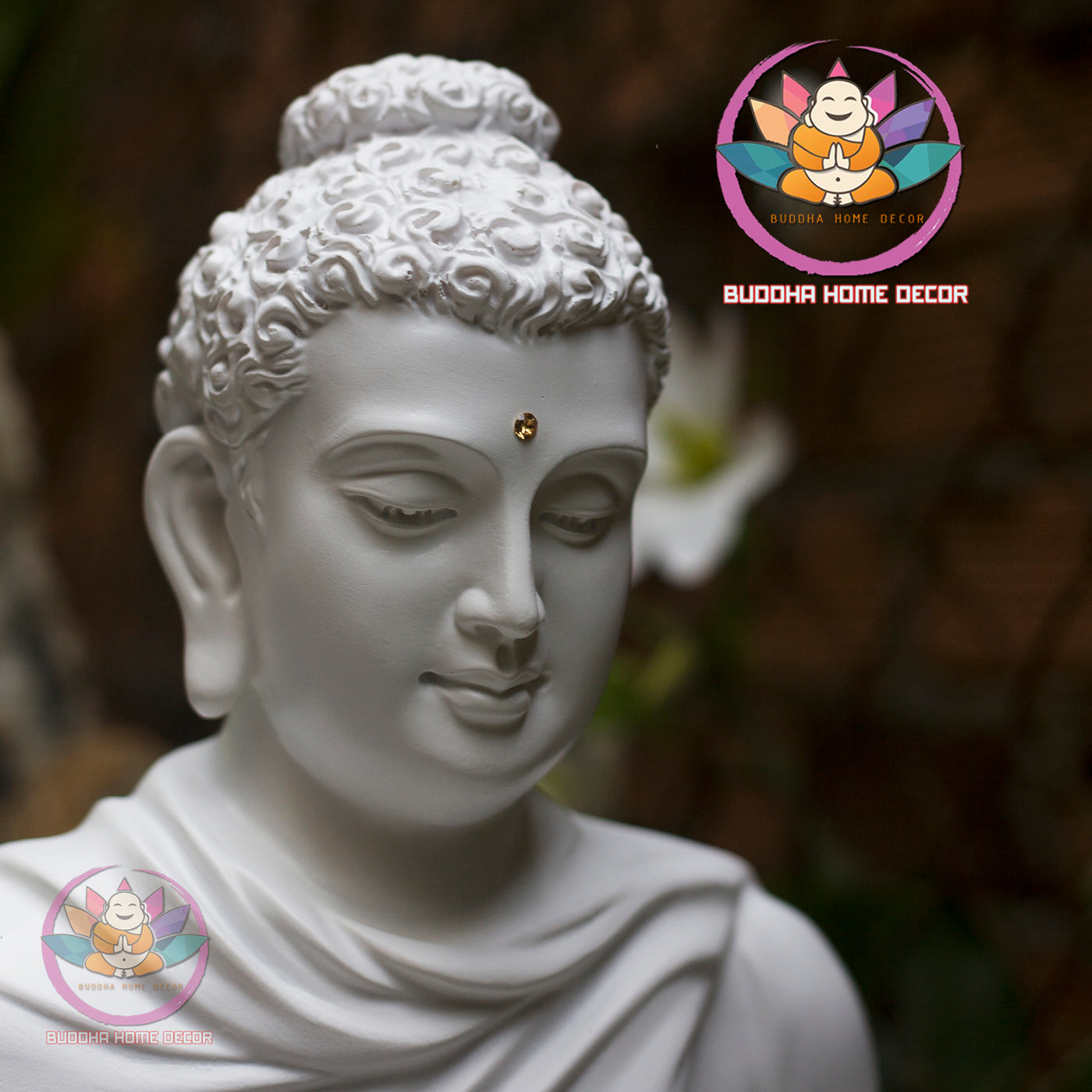 White Shakyamuni Buddha Statue – 19.7 inches (50cm) | Minimalist Meditation Decor | Handcrafted in Vietnam | Zen Sculpture for Home Altar