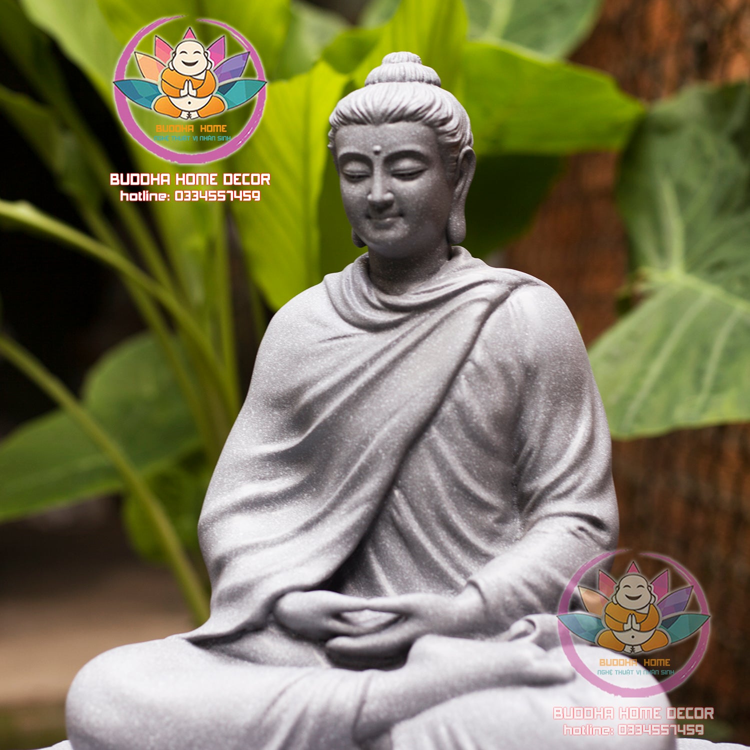 Shakyamuni Buddha Statue on Stone Base – 15.7 inches Handcrafted Meditation Decor for Home Altar, Zen Space or Spiritual Gift