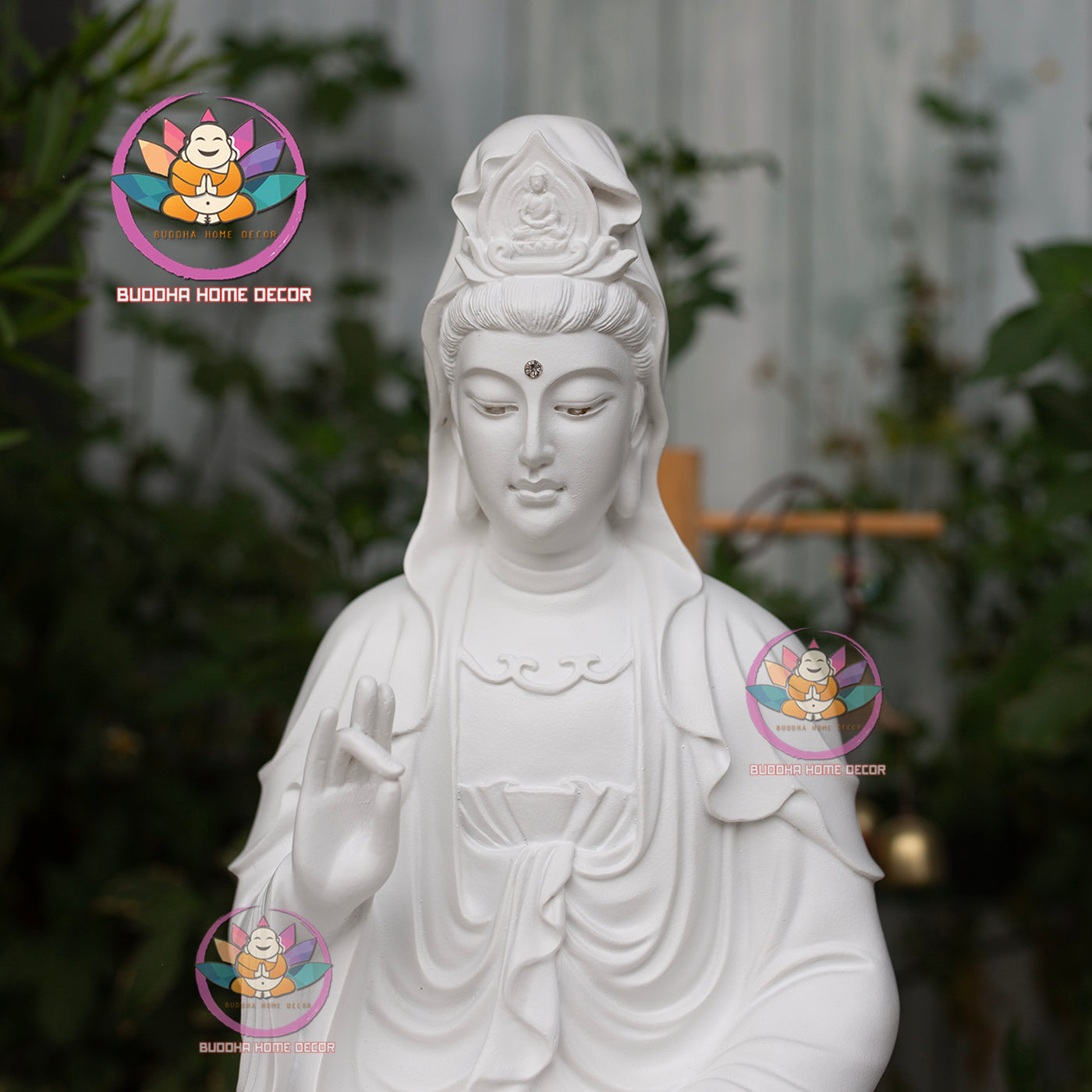 White Guan Yin Statue – 17.7" (45cm) Avalokiteshvara Bodhisattva | Matte Resin Finish | Buddhist Altar Decor | Handmade in Vietnam