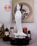 15.7 inches Guanyin Statue - Kwan Yin Goddess of Mercy Sculpture for Altar, Minimalist Zen Decor, Handmade by Buddha Home Decor