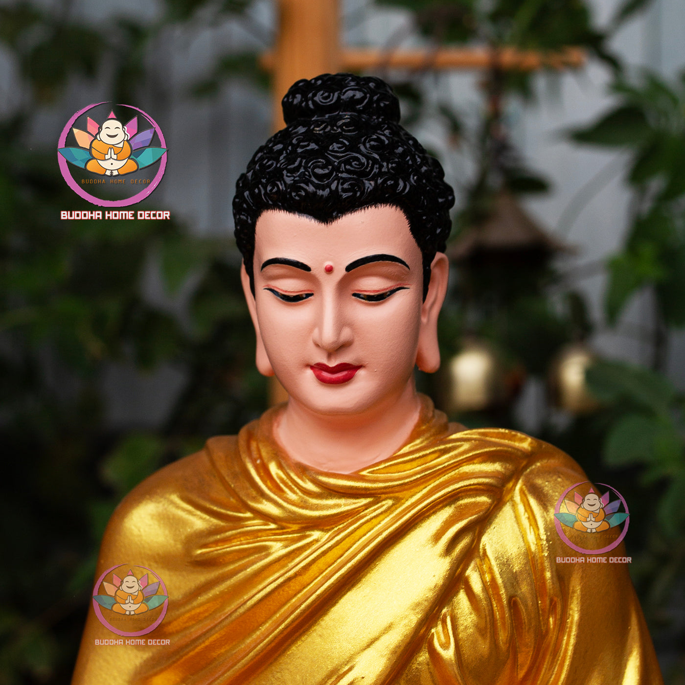 Hand-Painted Resin Golden Buddha Statue – 11.8" (30cm) Shakyamuni in Meditation | Buddhist Altar Decor | Made in Vietnam