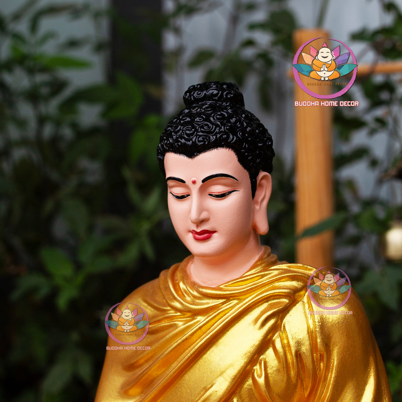 Hand-Painted Resin Golden Buddha Statue – 11.8" (30cm) Shakyamuni in Meditation | Buddhist Altar Decor | Made in Vietnam