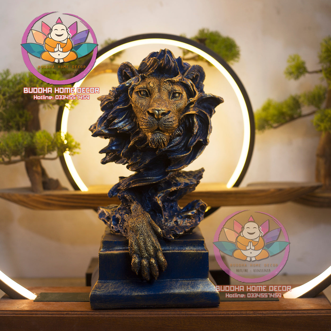 Majestic Lion Bust Sculpture – Abstract Regal Lion Head Statue for Home, Office or Studio Decor