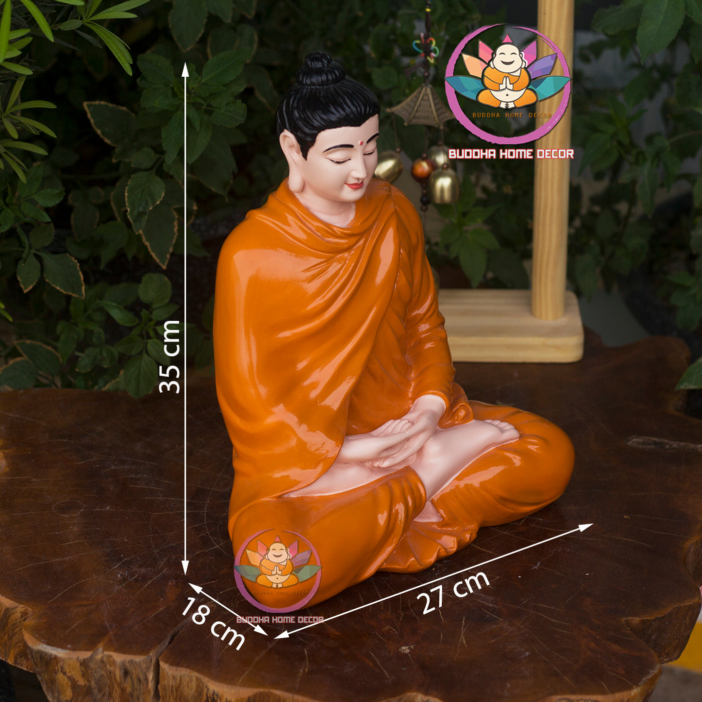 Shakyamuni Buddha Statue in Robe – 13.7 inches Handcrafted Resin Sculpture for Home Altar, Meditation, and Zen Decor