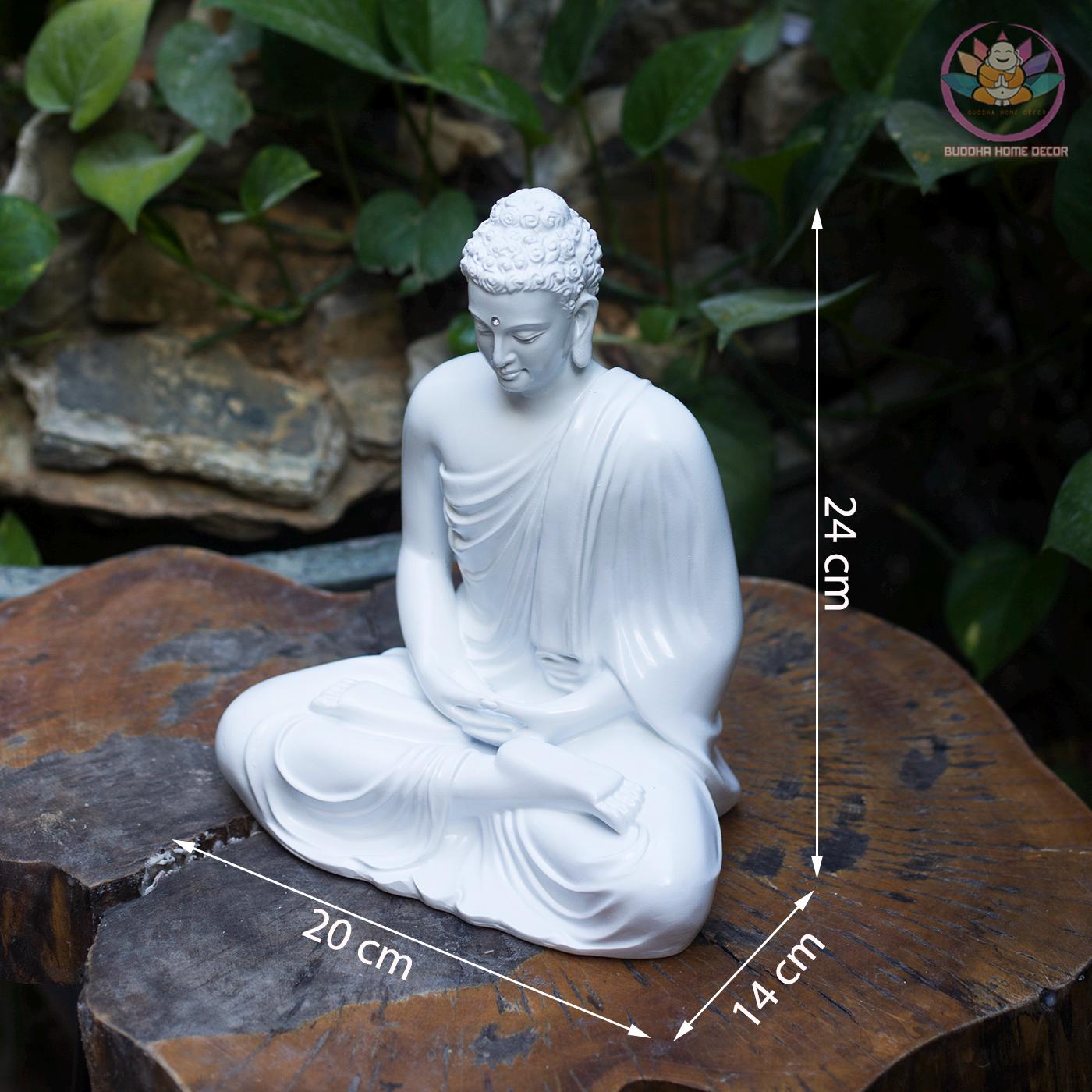 9.4-inch Buddha Statue in Meditation Pose—Yellow Robe Resin Sculpture for Zen Home Decor