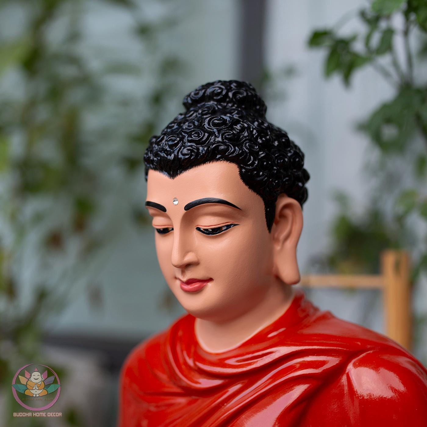 Red Robe Buddha Statue – (19.7/14.6/9.4) inches Handmade Meditation Sculpture for Zen Altar or Asian Decor