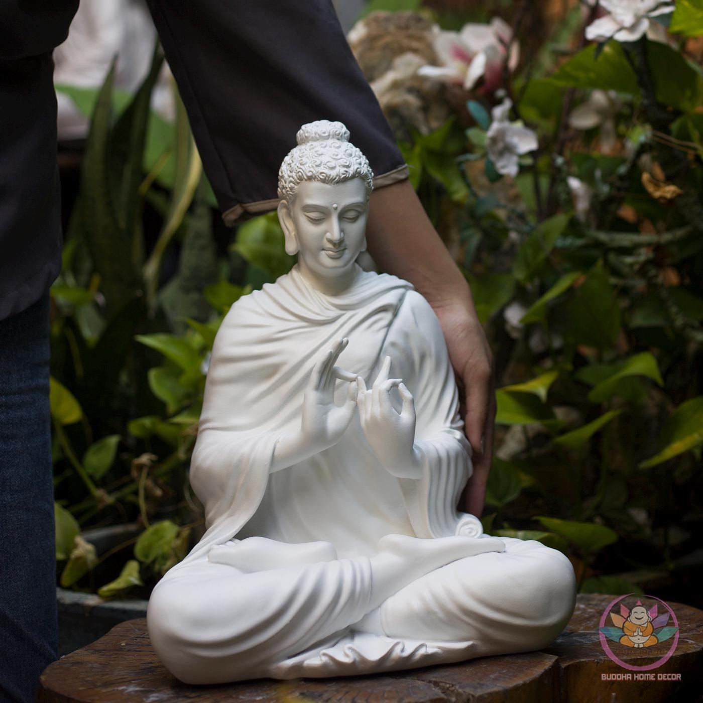 14.6 inches Shakyamuni Buddha Statue in Golden Robe – Seated in Dharmachakra Mudra - Zen Home Altar Decor, Spiritual Room Decoration