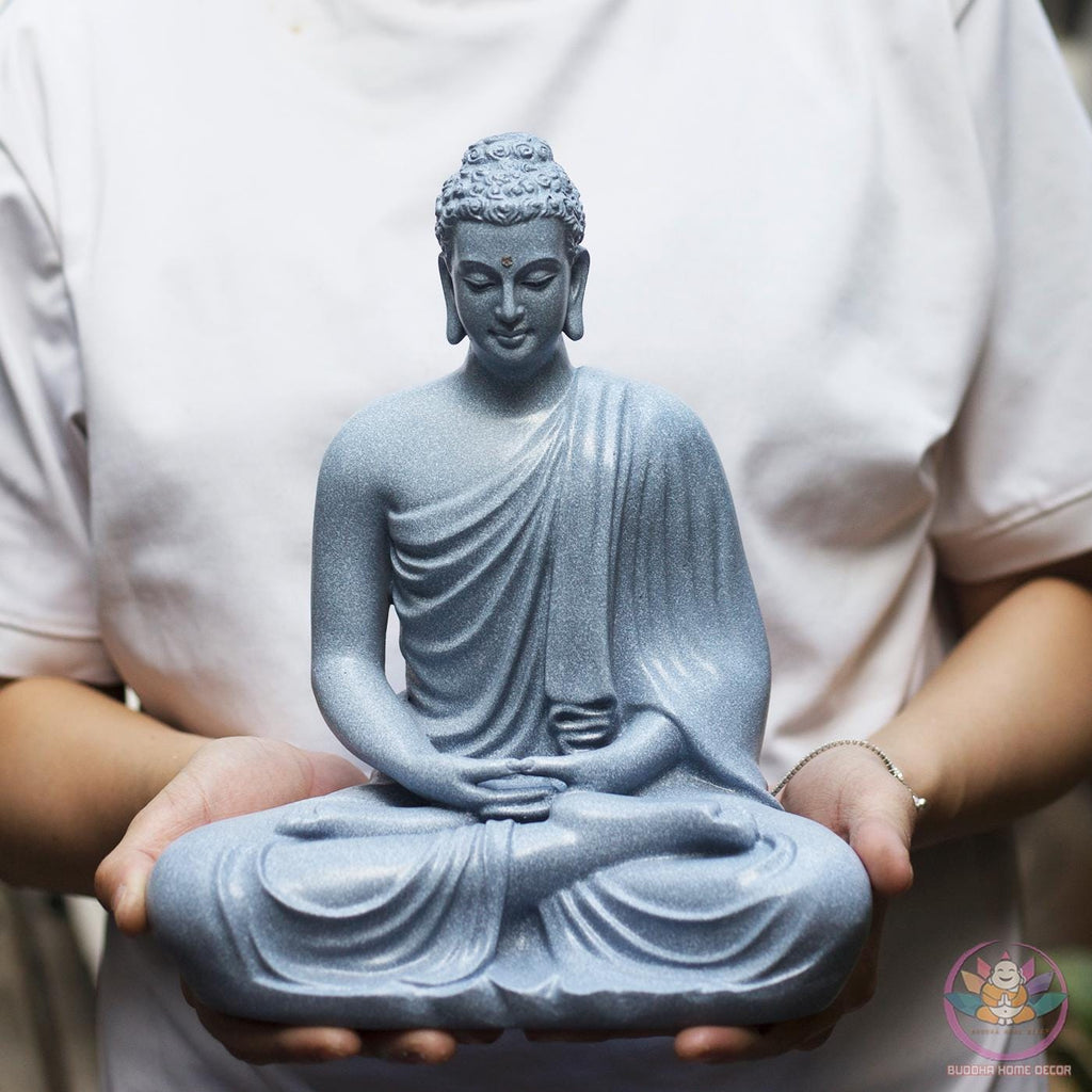 9.4-inch Buddha Statue in Meditation Pose—Yellow Robe Resin Sculpture for Zen Home Decor