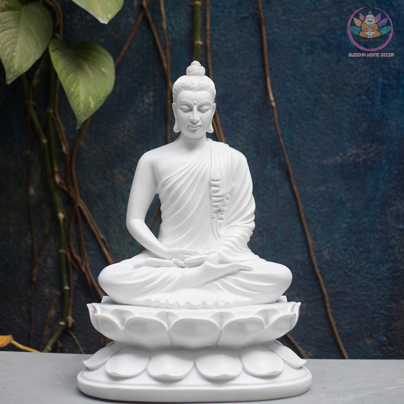Shakyamuni Buddha Statue – Seated in Meditation on Lotus Base (13.8 inches) - Handcrafted Meditation Decor for Home Altar