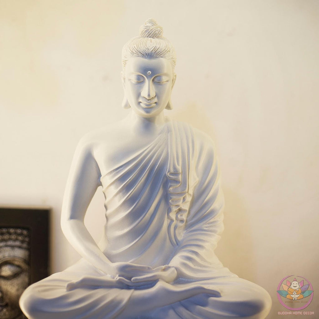 Shakyamuni Buddha Statue – Seated in Meditation on Lotus Base (13.8 inches) - Handcrafted Meditation Decor for Home Altar