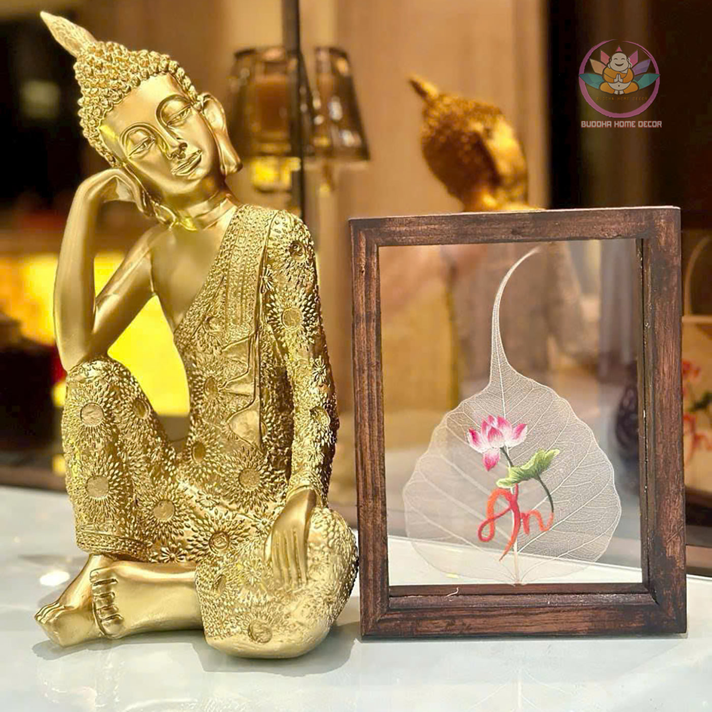 Gold Buddha Trio Statue Set – 14.6" Resin Meditating Buddhas – Peaceful Zen Home Altar, Meditation Space, Spiritual Decor Gift