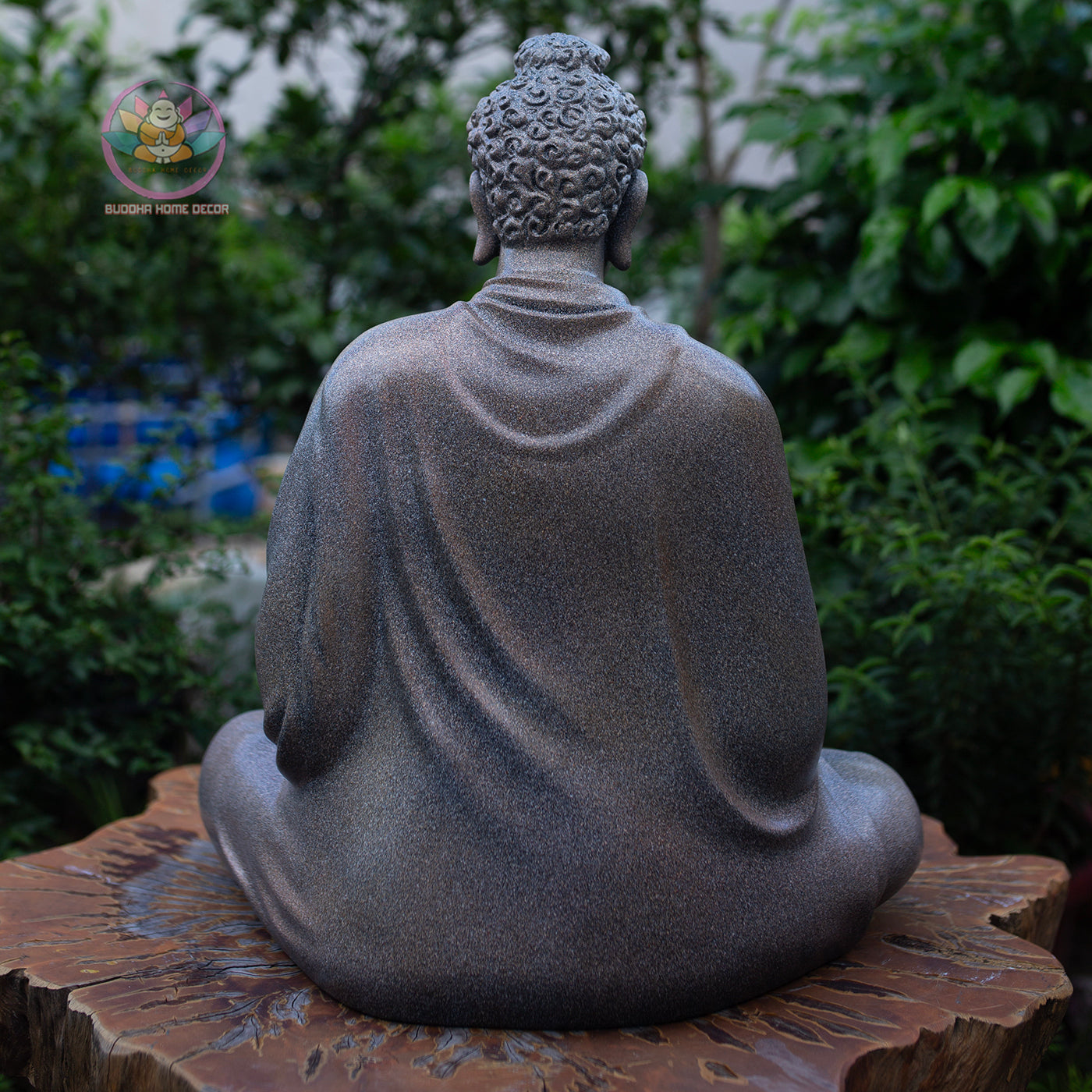Large Buddha Statue 19.7" – Shakyamuni Meditation Sculpture in Antique Stone Finish