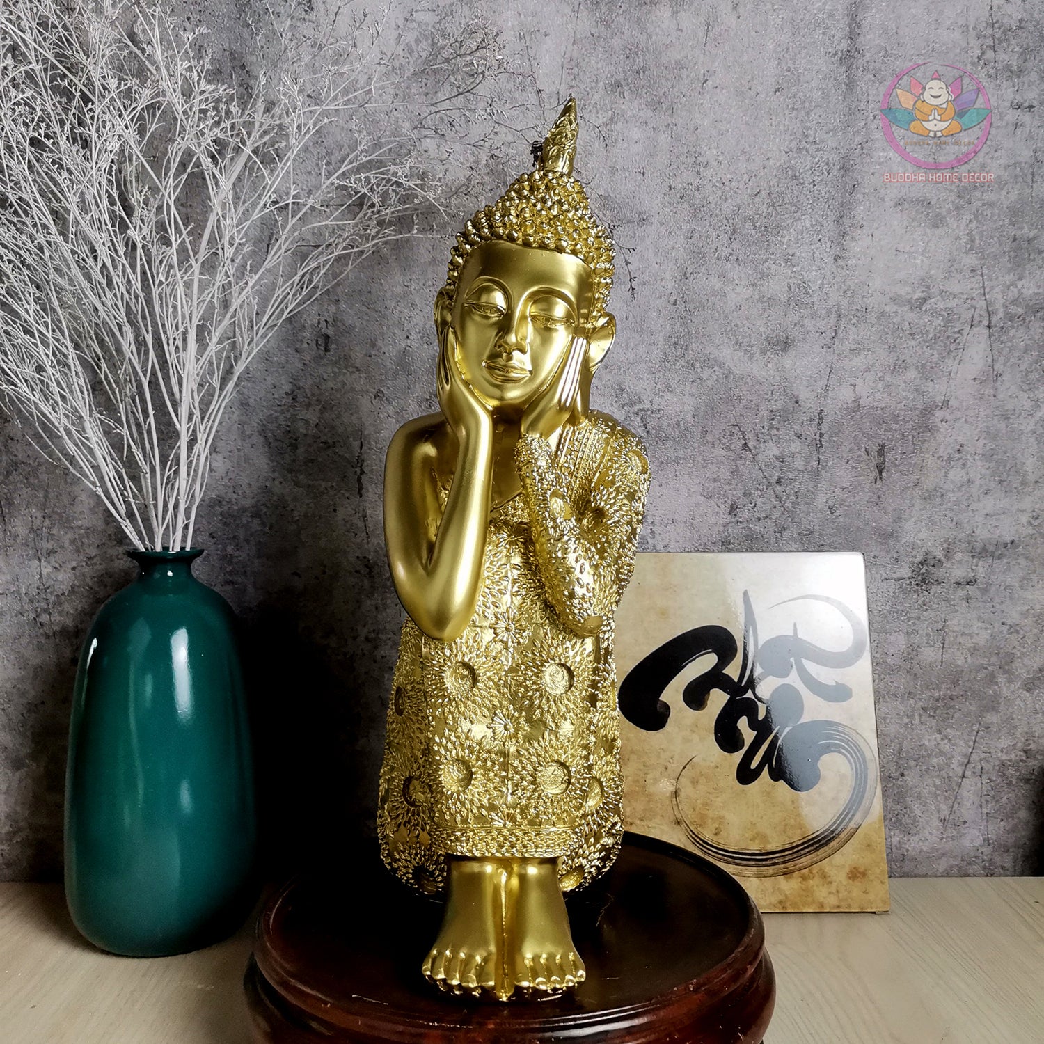 Gold Buddha Trio Statue Set – 14.6" Resin Meditating Buddhas – Peaceful Zen Home Altar, Meditation Space, Spiritual Decor Gift