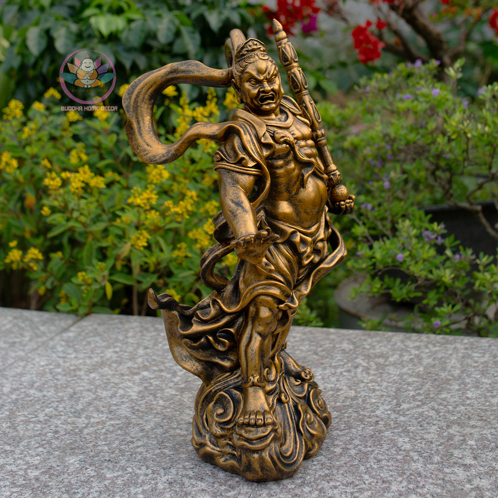 Antique Bronze Vajra Guardian Statues – Handmade Buddhist Temple Decor Set