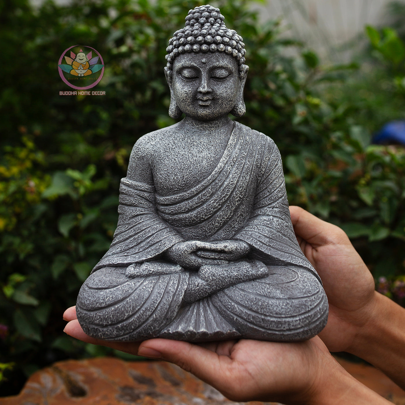 Shakyamuni Buddha Statue 9.4" | Composite Resin and Stone Powder | Antique Stone Finish