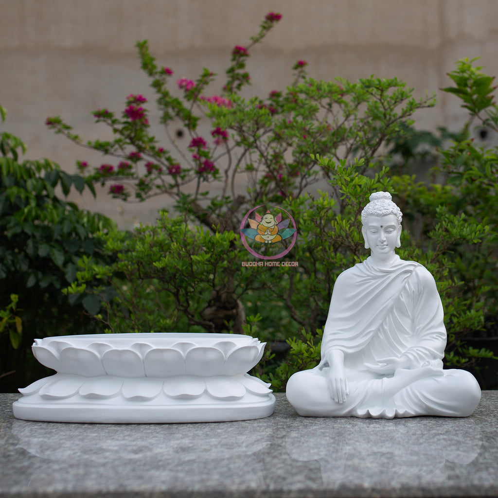 Shakyamuni Buddha Statue with Lotus Base, Meditation Buddha Sculpture, Detachable Lotus Pedestal, Zen Buddhist Decor, Spiritual Altar Statue
