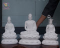 White Buddha Statue Set – Guan Yin, Shakyamuni, Kṣitigarbha | Minimalist Altar Decor | Unpainted Buddhist Trio | Vietnamese Handicraft