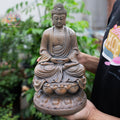 Amitabha Buddha Statue 11.8" – Antique Stone Finish Seated Amida Buddha on Lotus Pedestal