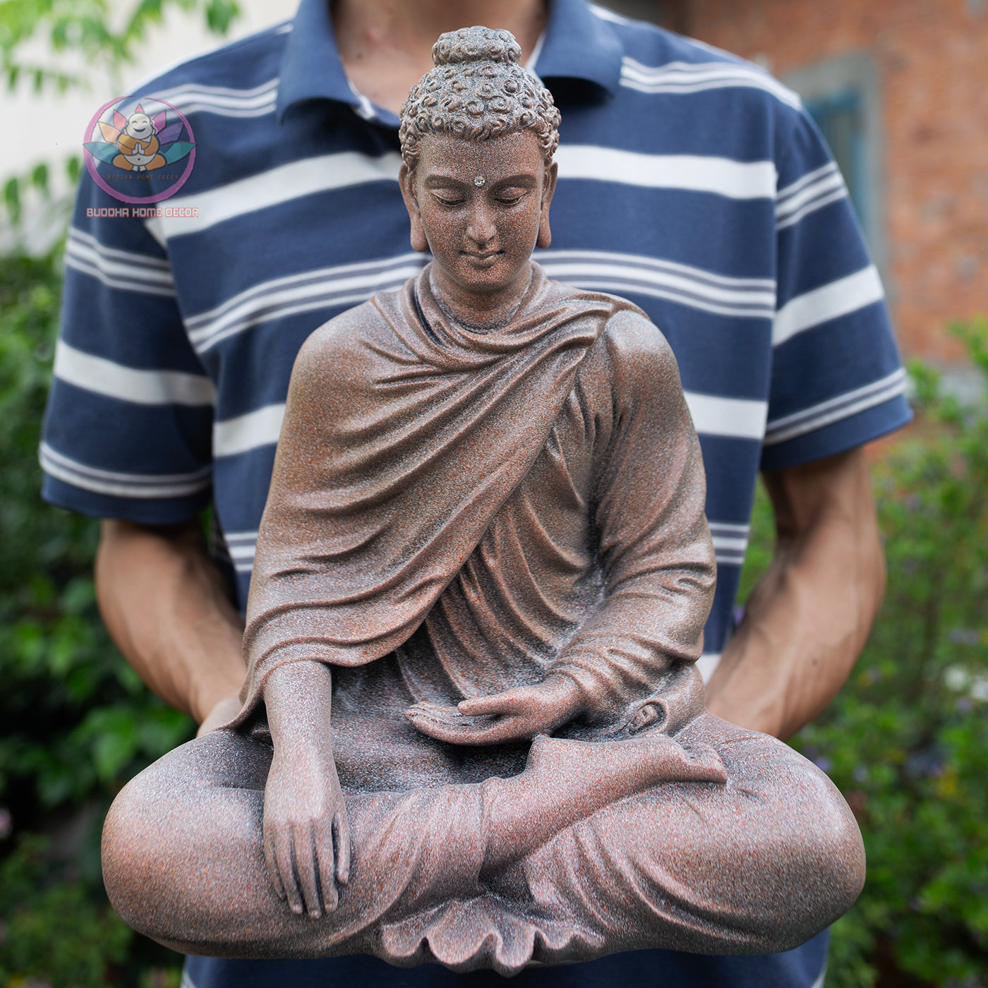 Shakyamuni Buddha Statue 14.5" – Antique Stone Finish Seated Buddha Meditation Sculpture