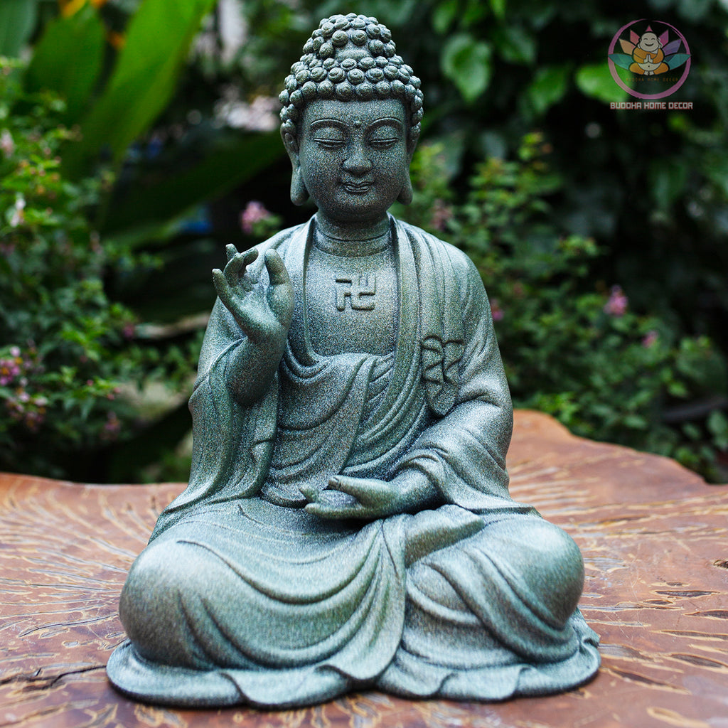 Amitabha Buddha Statue 11.8" – Resin Meditation Sculpture, Zen Home Decor, Pure Land Buddhist Figurine, Altar & Spiritual Gift
