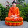 Shakyamuni Buddha Meditation Statue Orange Robe, Large Buddha Sculpture, Zen Decor, Buddhist Altar Statue, Spiritual Home Decor Gift