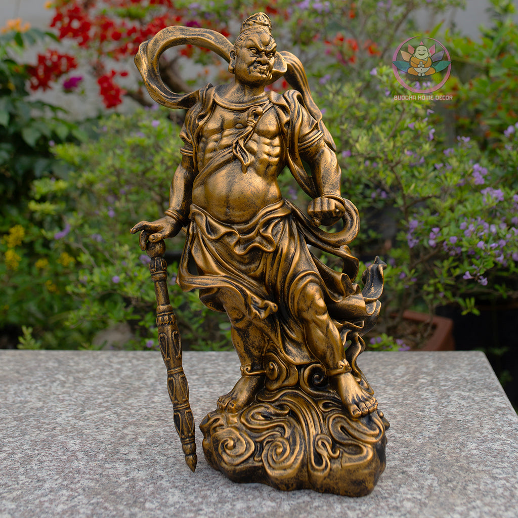 Antique Bronze Vajra Guardian Statues – Handmade Buddhist Temple Decor Set